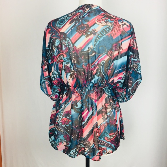 ⚡️Bisou Bisou Size M Blouse Semi-Sheer Tie⚡️ - Picture 5 of 6